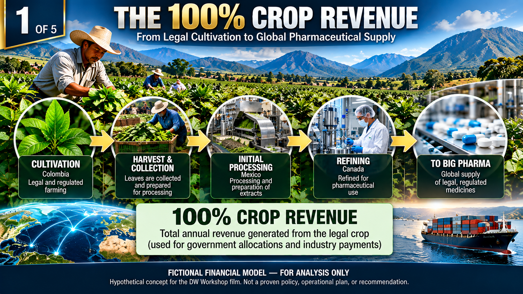 1 of 5: The 100% Crop Revenue, from legal cultivation to global pharmaceutical supply